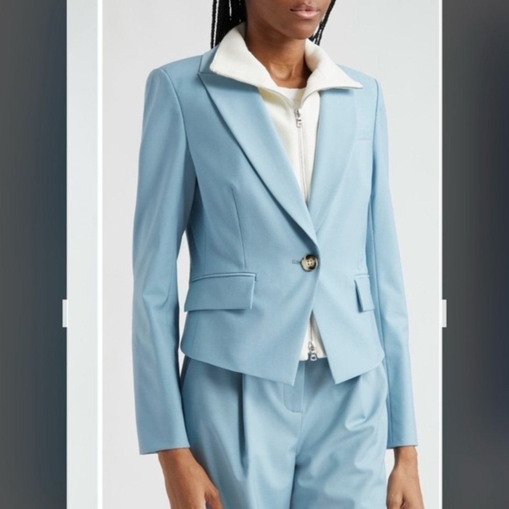 Veronica Beard Blue Hosanna Stretch Virgin Wool Blend Dickey Jacket in Sea Glass